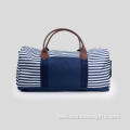 Blue Striped Canvas Travel Bag